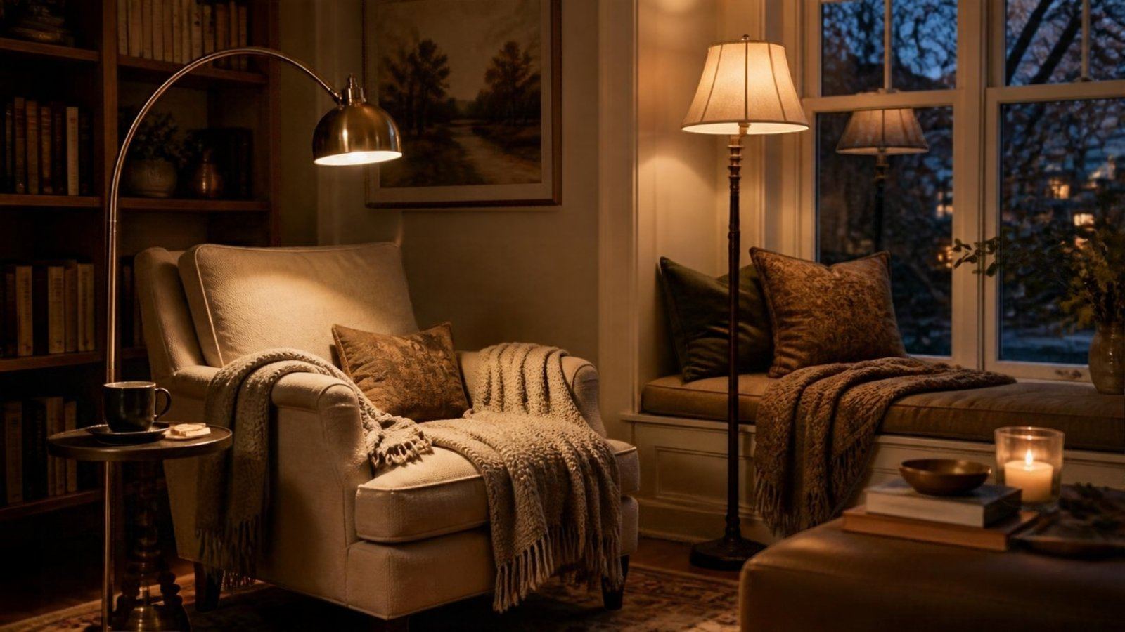 Floor Lighting styled in a warm, lived-in room